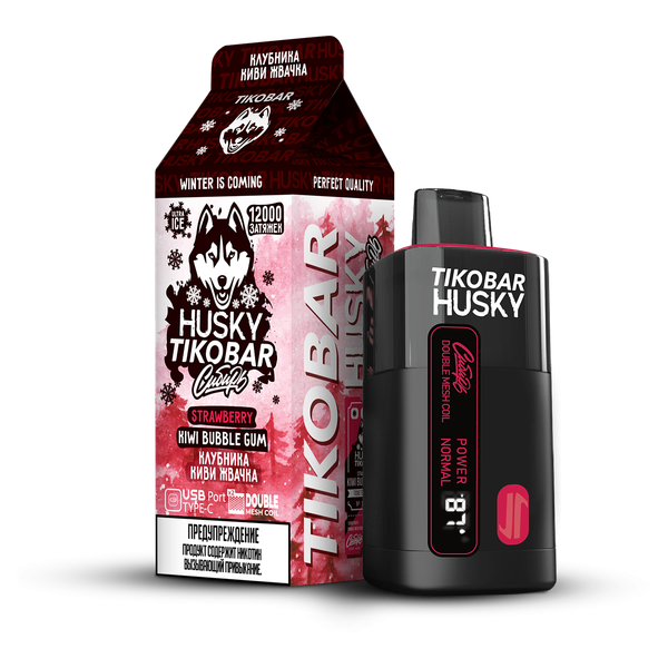 Купить Одноразовый Pod Tikobar Husky Сибирь - Strawberry Kiwi Bubble Gum (12000 затяжек)