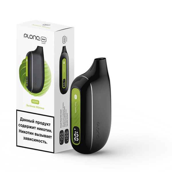 Купить Одноразовый Pod Plonq Max Smart - Зеленое Яблоко (8000 затяжек)