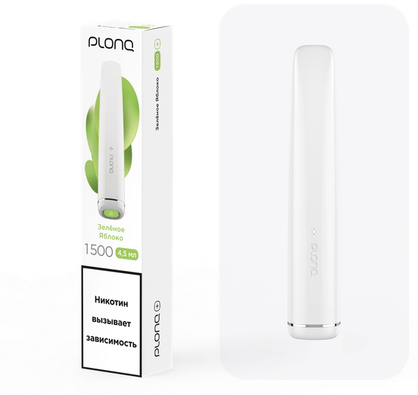 Купить Одноразовый Pod Plonq Plus - Зеленое Яблоко (1500 затяжек)