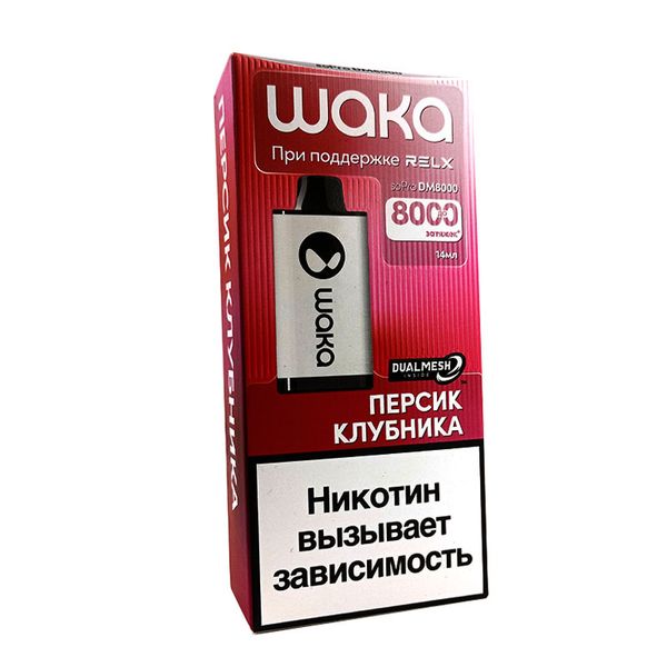 Купить Одноразовый Pod WAKA DM - Персик Клубника (8000 затяжек)