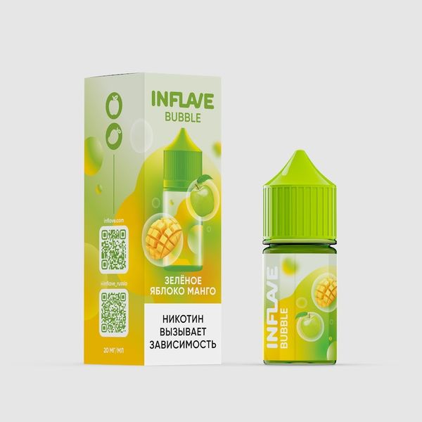 Купить Inflave Bubble Salt 30 мл - Зеленое Яблоко Манго (20 мг)
