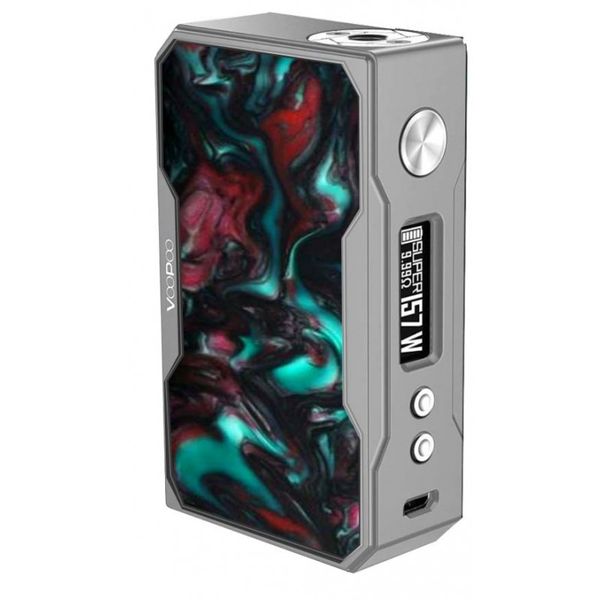 Купить Боксмод VOOPOO Silver Drag 157W Mod Серебро+Красный/бирюзовый акрил (Purple Jade)