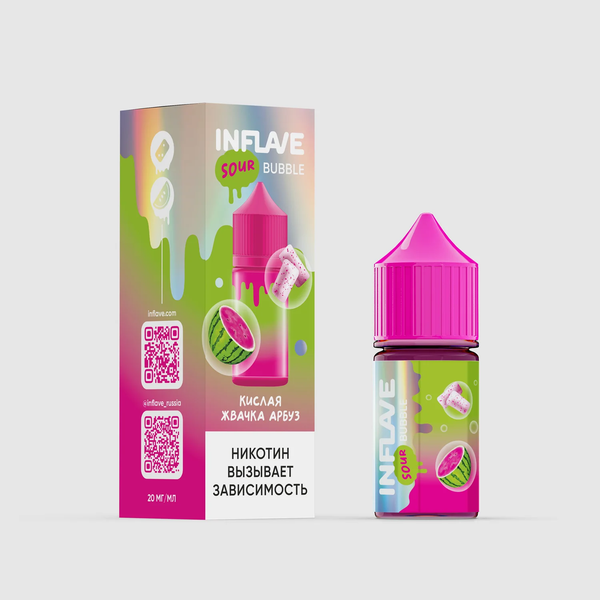 Купить Inflave Bubble Salt 30 мл - Кислая Жвачка Арбуз (20 мг)